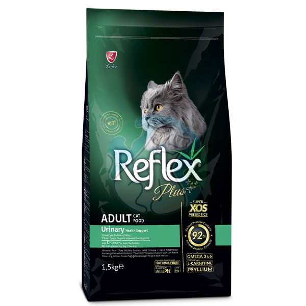 غذای گربه بالغ یورینری با طعم مرغ reflex plus 1.5kg